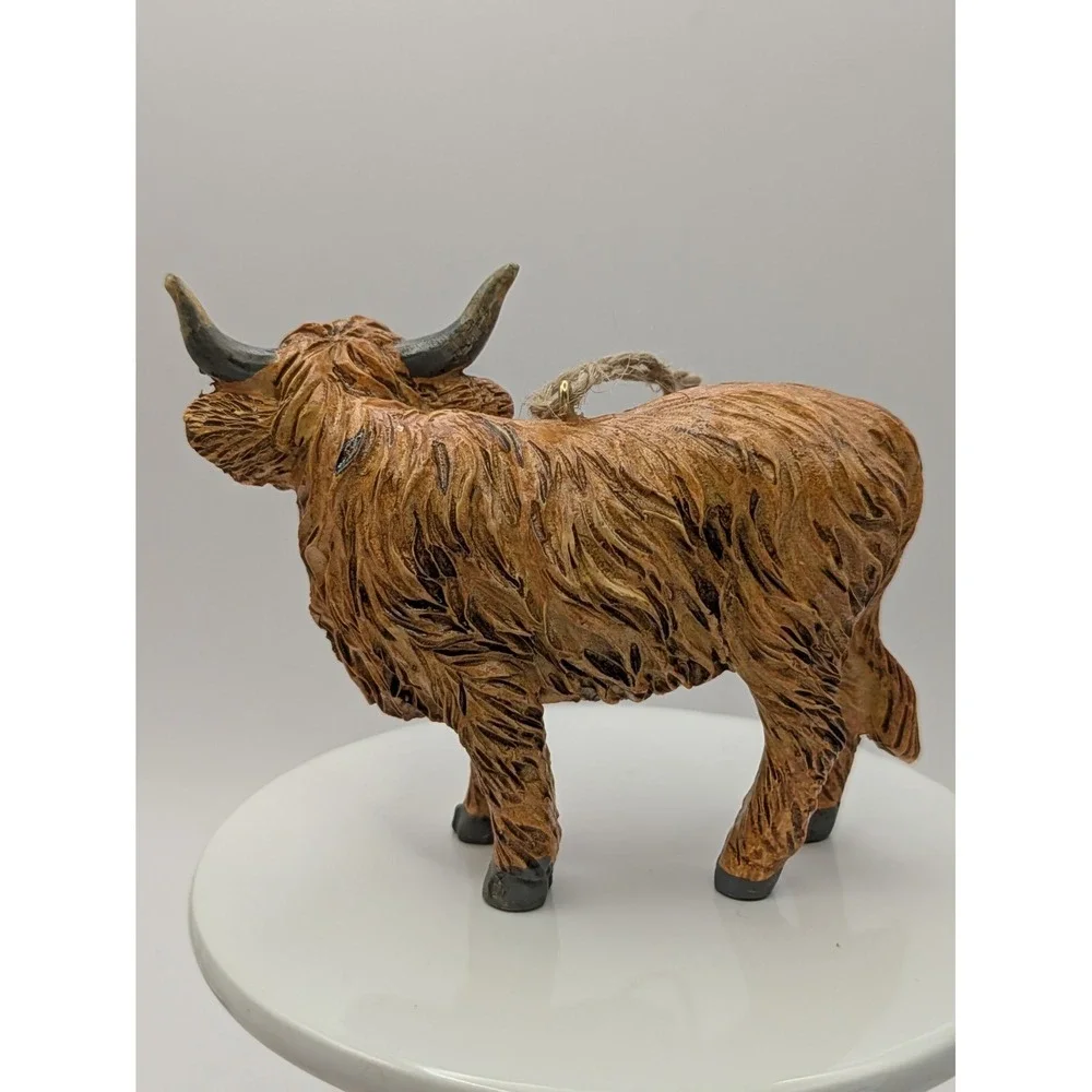 Scottish Highland Cattle‎ Cow Brown Christmas Tree Ornaments Lot Of 2